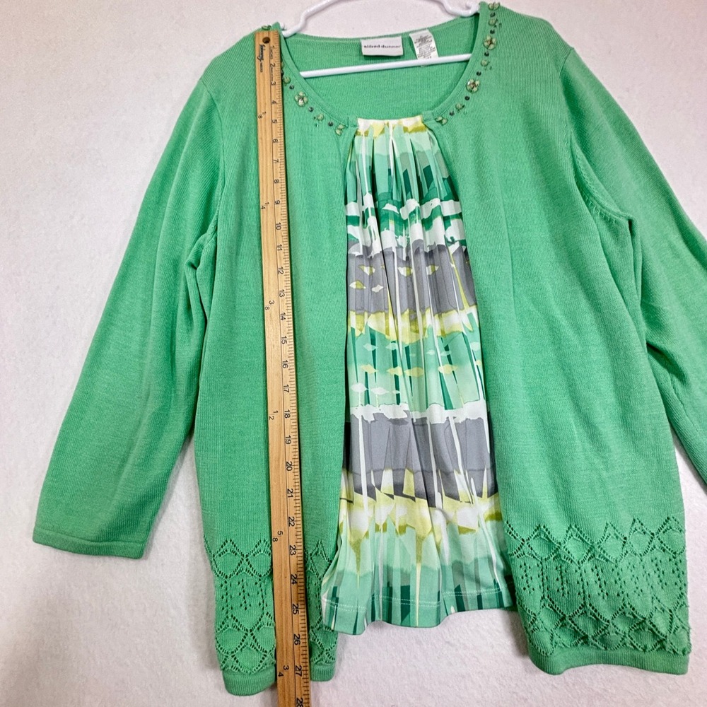 Alfred Dunner‎ Embellished Cardigan XL Layered Inset Classic Lightweight Sweater - Picture 7 of 8